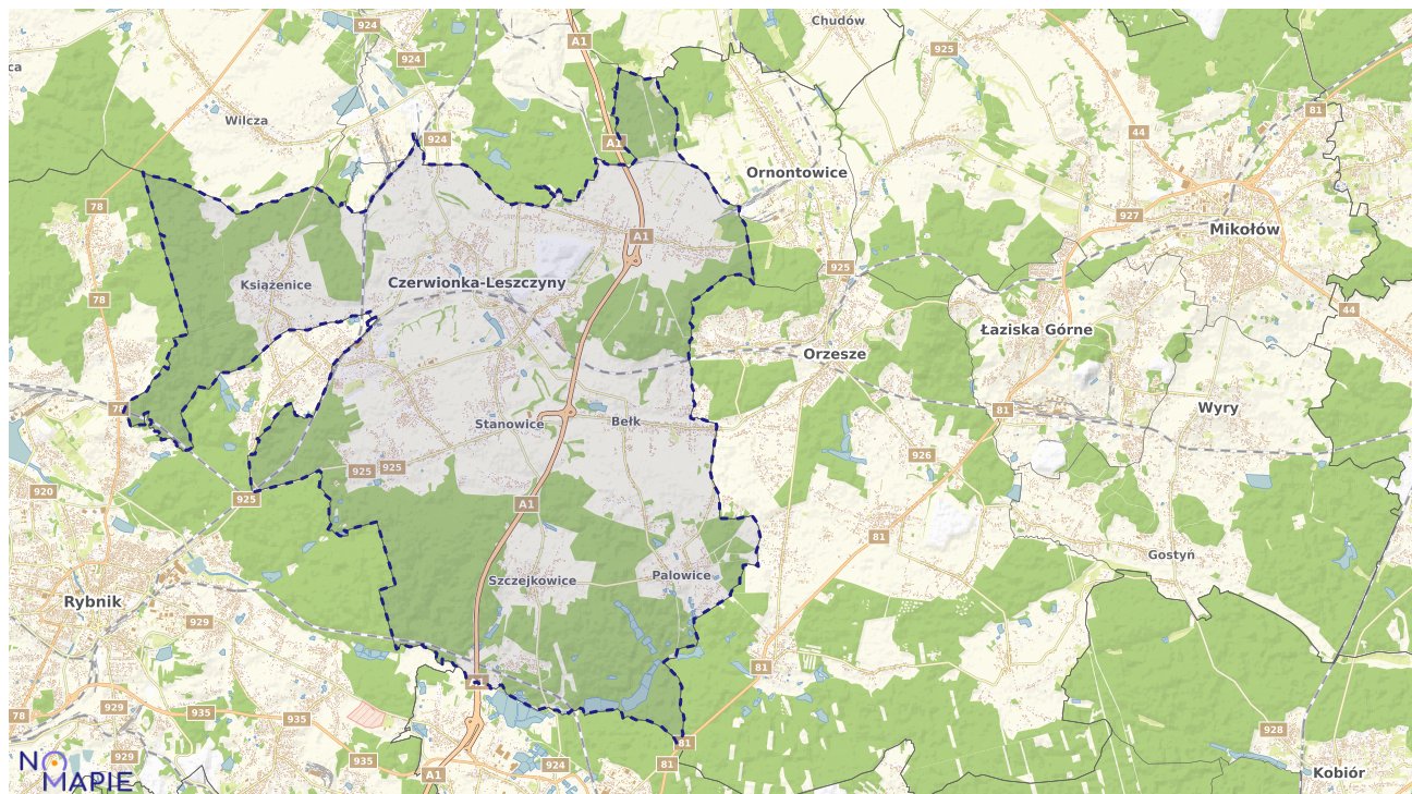 Mapa obszarów ochrony przyrody Czerwionki-Leszczyn