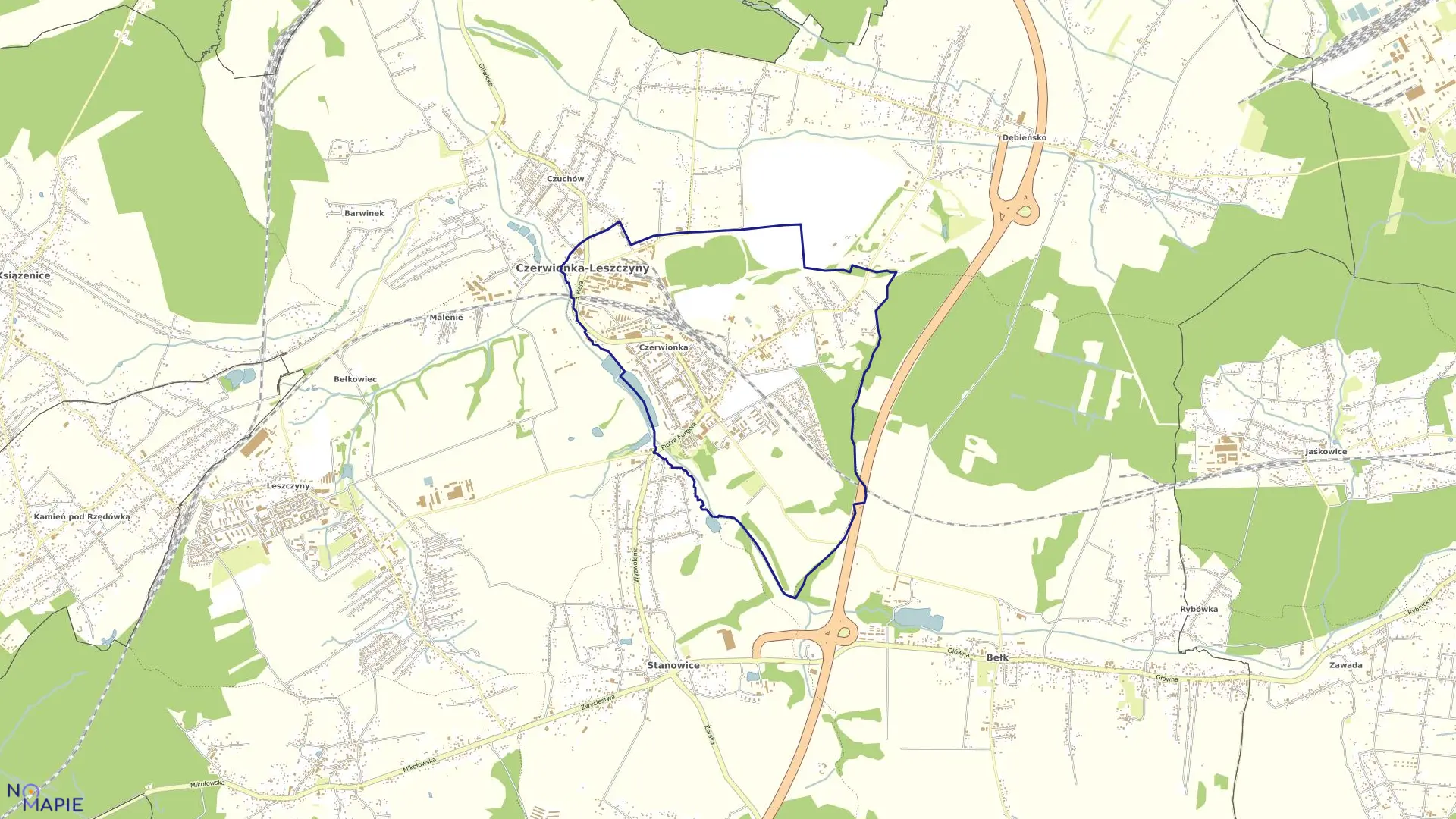 Mapa obrębu CZERWIONKA w gminie Czerwionka-Leszczyny