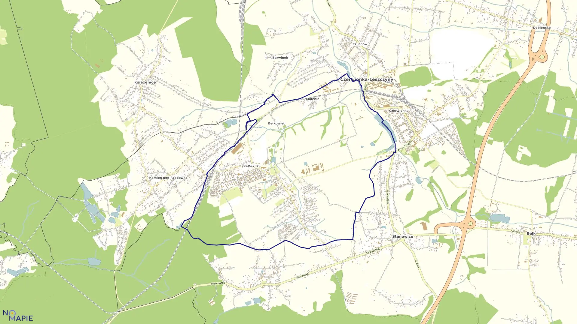 Mapa obrębu LESZCZYNY w gminie Czerwionka-Leszczyny