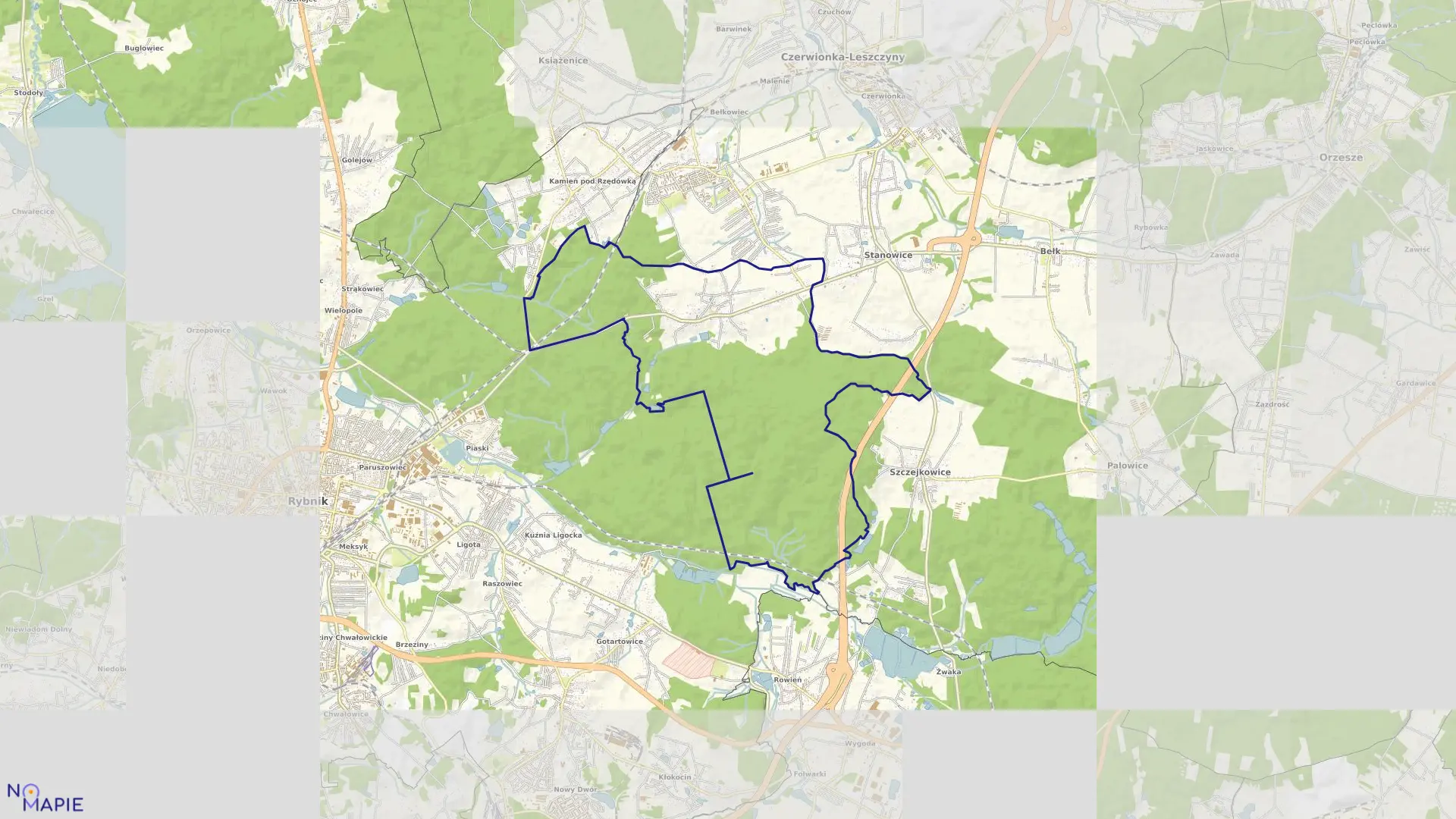 Mapa obrębu PRZEGĘDZA w gminie Czerwionka-Leszczyny