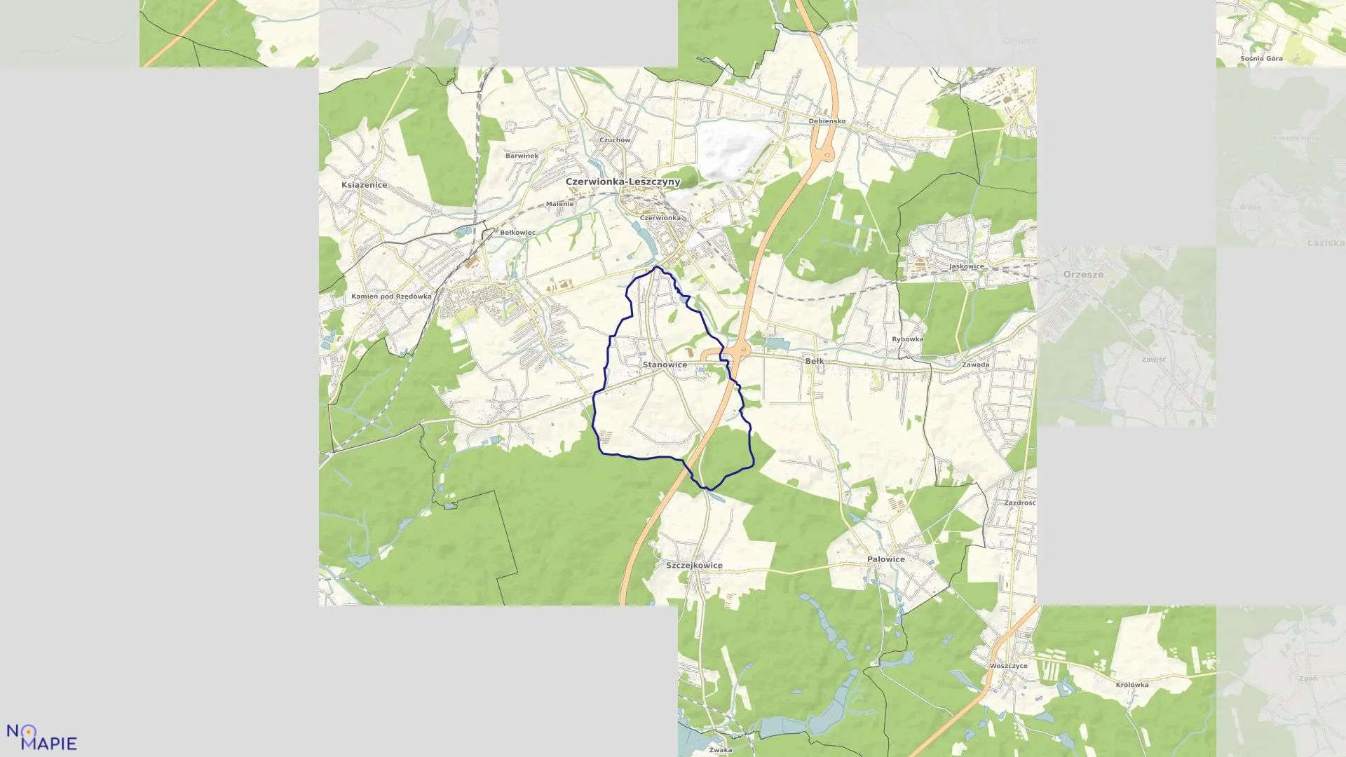 Mapa obrębu STANOWICE w gminie Czerwionka-Leszczyny