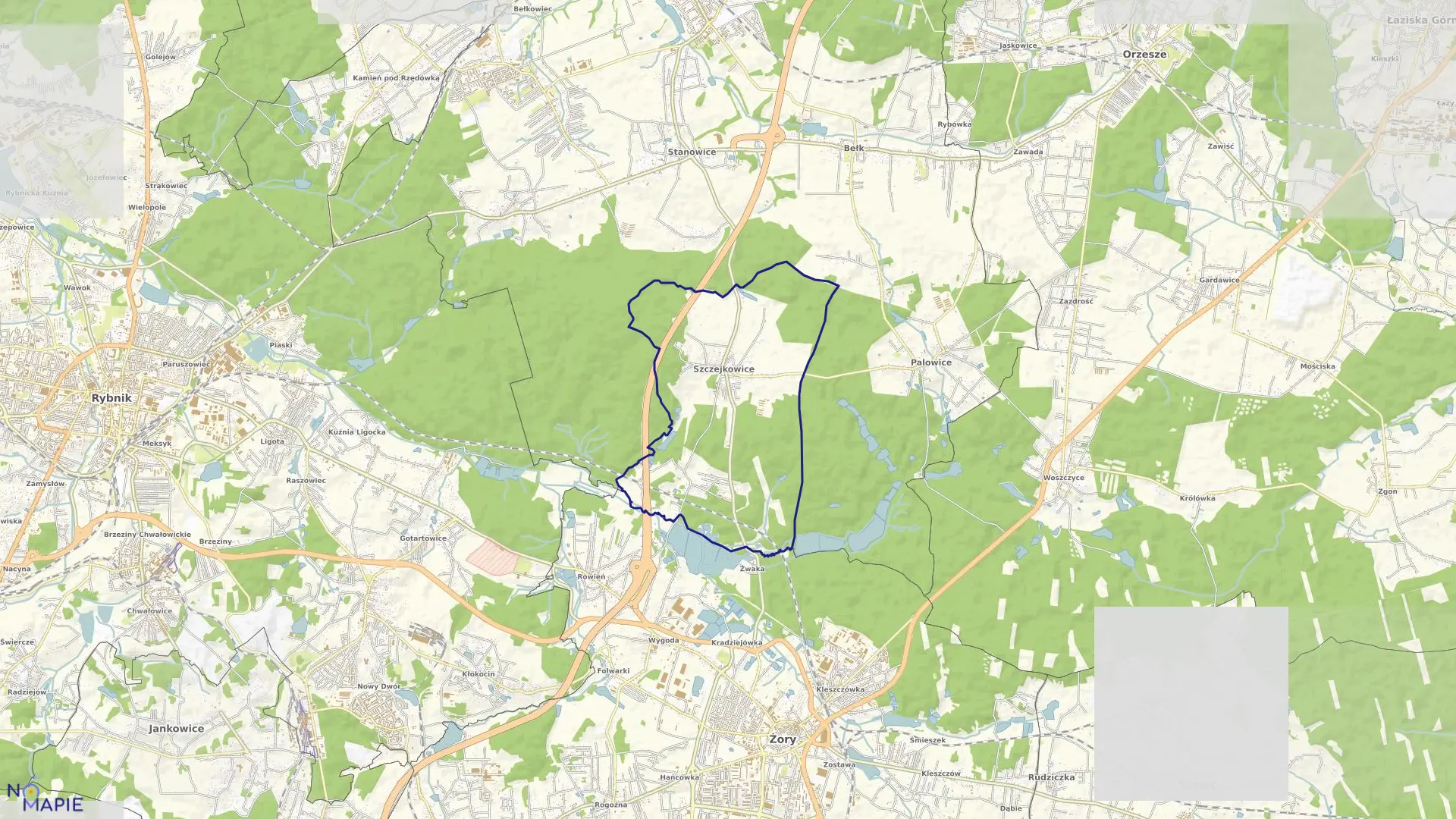 Mapa obrębu SZCZEJKOWICE w gminie Czerwionka-Leszczyny